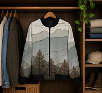 Load image into Gallery viewer, Wolf Bomber Jacket Womens – Geometric Wilderness Fashion Coat