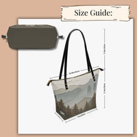 Load image into Gallery viewer, Personalized Tote Bag – Leather Crossbody Work Bag with Mountain Design