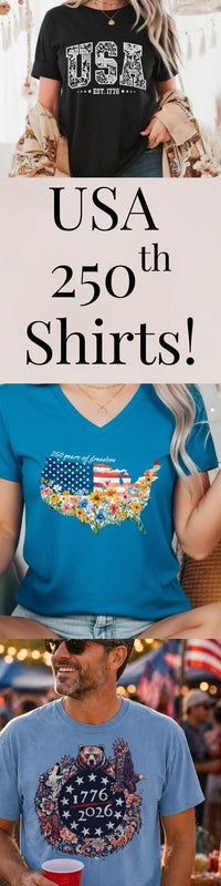 Load image into Gallery viewer, Fourth of July Shirt Women – Watercolor Usa 250 Vneck Floral Tee