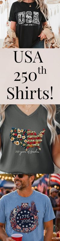 Load image into Gallery viewer, Patriotic Shirt Women – Floral Usa Vneck 250 Years Anniversary