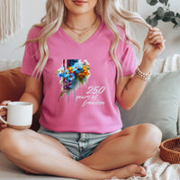 Load image into Gallery viewer, Usa 250 Floral Flag Vneck Tee