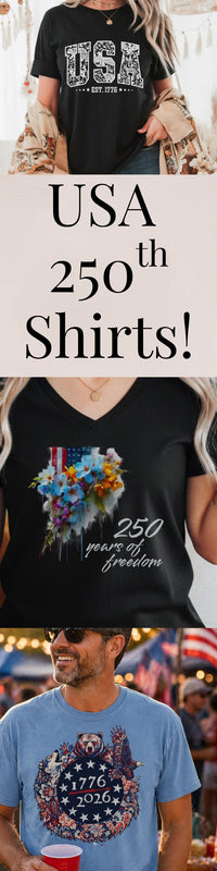 Load image into Gallery viewer, Usa 250 Floral Flag Vneck Tee