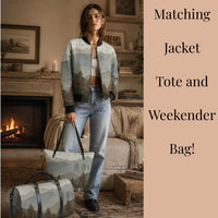 Load image into Gallery viewer, Custom Travel Duffle Personalized Leather Weekender Bag Detachable Crossbody Strap Mountain Forest Design Spacious Gym Carryall Overnight Adventure Essential Camping Hiking Trip Companion Athletic Sports Holdall Premium Construction Airline