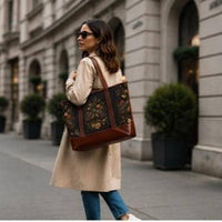 Load image into Gallery viewer, Personalized Shoulder Tote Bag – Water-resistant Vintage Floral Boho Work Bag