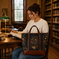 Load image into Gallery viewer, Personalized Shoulder Tote Bag – Water-resistant Vintage Floral Boho Work Bag