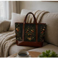 Load image into Gallery viewer, Personalized Shoulder Tote Bag – Water-resistant Vintage Floral Boho Work Bag