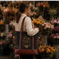 Load image into Gallery viewer, Personalized Shoulder Tote Bag – Water-resistant Vintage Floral Boho Work Bag