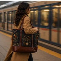 Load image into Gallery viewer, Personalized Shoulder Tote Bag – Water-resistant Vintage Floral Boho Work Bag