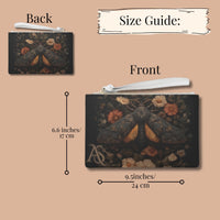 Load image into Gallery viewer, Moth Clutch Bag, Personalized – Vintage Gothic Botanical Vegan Leather Wristlet