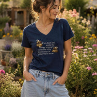 Load image into Gallery viewer, Bee Lover Gift Funny Graphic Tee Women Cotton V-neck Shirt Sarcastic Motivational Quote Vintage Honeycomb Design Nature Inspired Illustration Breathable Comfortable Fabric Casual Summer Wear Bold Statement Apparel Humorous Saying Shirt