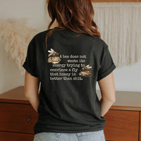Load image into Gallery viewer, Sarcastic Bee Shirt Funny Graphic Tee Vintage Design Unisex Cotton Blend Soft Breathable Fabric Introvert Humor Clothing Burnout Joke Gift Mental Health Awareness Motivational Quote Apparel Self Worth Message Casual Everyday Wear