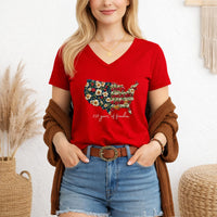 Load image into Gallery viewer, Patriotic Shirt Women – Floral Usa Vneck 250 Years Anniversary