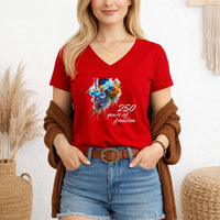 Load image into Gallery viewer, American Pride Shirt Women Freedom Themed Vneck Tee USA 250 Patriotic Design Watercolor Floral Flag Print Fourth Of July Celebration Outfit Independence Day Clothing Summer Holiday Wear Memorial Day Veterans Day Gift Commemorative
