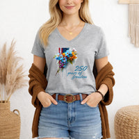 Load image into Gallery viewer, Usa 250 Floral Flag Vneck Tee
