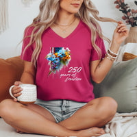 Load image into Gallery viewer, Usa 250 Floral Flag Vneck Tee