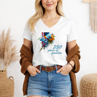 Load image into Gallery viewer, Usa 250 Floral Flag Vneck Tee