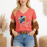 Load image into Gallery viewer, Usa 250 Floral Flag Vneck Tee