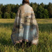 Load image into Gallery viewer, Woven Tapestry Throw Blanket – Farmhouse Cottage Landscape with Fringe