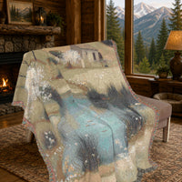 Load image into Gallery viewer, Woven Tapestry Throw Blanket – Farmhouse Cottage Landscape with Fringe