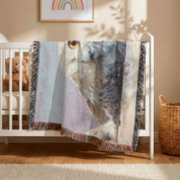 Load image into Gallery viewer, Snowy Owl Blanket – Woven Cotton Wildlife Throw Tapestry
