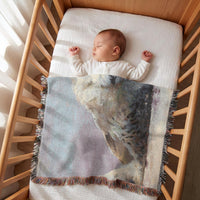 Load image into Gallery viewer, Snowy Owl Blanket – Woven Cotton Wildlife Throw Tapestry