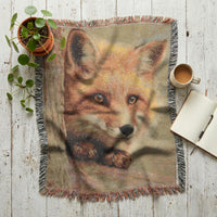 Load image into Gallery viewer, Fox Throw Blanket – Woven Vintage Tapestry for Woodland Nursery