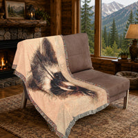 Load image into Gallery viewer, Raccoon Woven Blanket – 100% Cotton Wildlife Throw