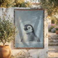 Load image into Gallery viewer, Cotton Woven Tapestry Penguin Blanket Throw Wildlife Nursery Wall Art Baby Room Textile Soft Animal Design Fringe Accent Blanket Coastal Nature Theme Bedroom Throw Decorative Penguin Portrait Art Cozy Cotton Weave Wildlife Graphic Details