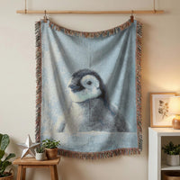 Load image into Gallery viewer, Penguin Woven Blanket – Cotton Throw Tapestry Nursery Wall Art