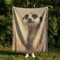 Load image into Gallery viewer, Safari Theme Throw Blanket Meerkat Wildlife Tapestry Woven Cotton Design Perfect Living Room Sofa Accent Cozy Comfort Blanket Soft Textured Surface Wall Hanging Display Bedroom Throw Fringed Edges Detail Gift Animal Lovers Premium Quality