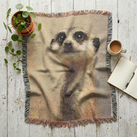 Load image into Gallery viewer, Meerkat Throw Blanket – Woven Cotton Wildlife Tapestry Wall Hanging