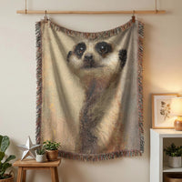 Load image into Gallery viewer, Meerkat Throw Blanket – Woven Cotton Wildlife Tapestry Wall Hanging
