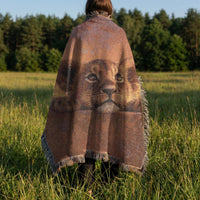 Load image into Gallery viewer, Lion Throw Blanket – Handwoven Cub Design Safari Nursery Wall Hanging