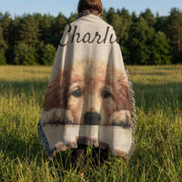 Load image into Gallery viewer, Custom Pet Blanket – Personalized Name Embroidered Woven Cotton