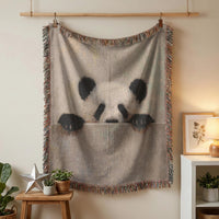 Load image into Gallery viewer, Panda Woven Blanket – Soft Cotton Throw for Nursery Gifts