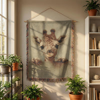 Load image into Gallery viewer, Giraffe Nursery Blanket – Woven Cotton Boho Safari Throw with Fringe