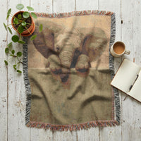 Load image into Gallery viewer, Elephant Throw Blanket – Safari Nursery Woven Cotton Gift