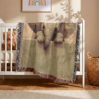 Load image into Gallery viewer, Elephant Throw Blanket – Safari Nursery Woven Cotton Gift