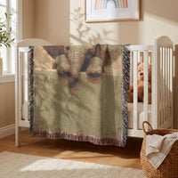 Load image into Gallery viewer, Elephant Throw Blanket – Safari Nursery Woven Cotton Gift