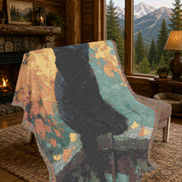 Load image into Gallery viewer, Black Cat Blanket – Handwoven Cotton Throw with Boho Mosaic Design