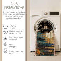Load image into Gallery viewer, Forest Tapestry Blanket – Woven Moon Landscape Rustic Cabin Throw