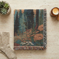 Load image into Gallery viewer, Forest Tapestry Blanket – Woven Moon Landscape Rustic Cabin Throw
