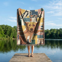Load image into Gallery viewer, Personalized Dog Blanket Custom Pet Photo Throw Woven Cotton Tapestry With Vibrant Fringed Edges Cozy Sofa Accent Home Furnishing Wall Hanging Art Perfect Memorial Gift For Pet Owner Dog Mom Dad Present Bernese Mountain Puppy Keepsake