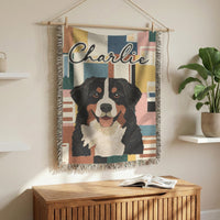 Load image into Gallery viewer, Custom Pet Blanket – Woven Cotton Personalized Portrait Throw