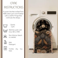 Load image into Gallery viewer, Tree of Life Blanket – Woven Tapestry Throw with Cotton Fringe Trim