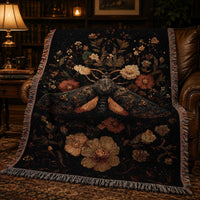 Load image into Gallery viewer, Tree Of Life Blanket Woven Tapestry Throw Cotton Fringe Trim Botanical Floral Design Black Background Cozy Living Room Sofa Throw Bedroom Accent Boho Home Textile Nature Inspired Symbolic Gift Artisan Crafted Soft Fabric Cottagecore Style