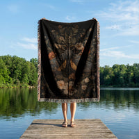 Load image into Gallery viewer, Tree of Life Blanket – Woven Tapestry Throw with Cotton Fringe Trim