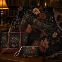 Load image into Gallery viewer, Botanical Tree Of Life Tapestry Woven Cotton Throw Blanket Fringe Trim Floral Design Black Background Cozy Living Room Sofa Accent Boho Bedroom Textile Nature Inspired Home Gift Soft Fabric Artisan Crafted Cottagecore Style Vintage Pattern
