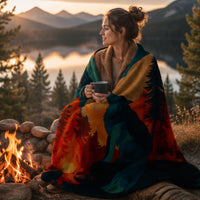 Load image into Gallery viewer, Wolf Sherpa Blanket – Plush Fleece Throw Howling Wolf Design