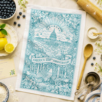 Load image into Gallery viewer, America 250th Anniversary Gift Commemorative Kitchen Towel Capitol Building Eagle Design Patriotic Tea Towel Vintage Americana Style Cotton Flour Sack Dish Towel Semiquincentennial Celebration Historical Heritage Home Kitchen Display Museum